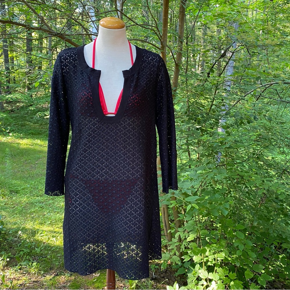 Women’s black bathing suit cover up or tunic top